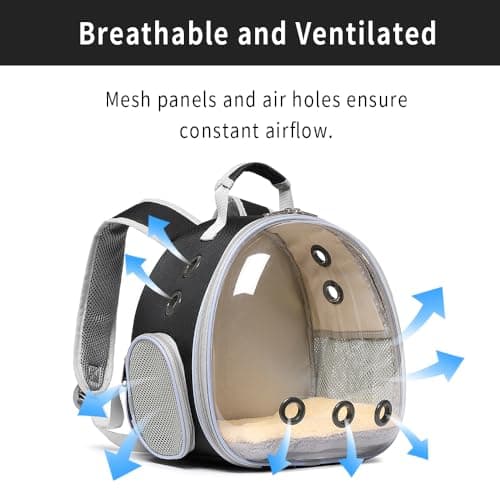Bunny Carrier, Guinea Pig Carrier,Small Animal Carrier Backpack for Rabbit,Bearded Dragon, Lizard,Hamster,Kitten. Breathable Pet Travel Cage Bag Perfect for Vet Visits & Outdoor Adventures (Black)