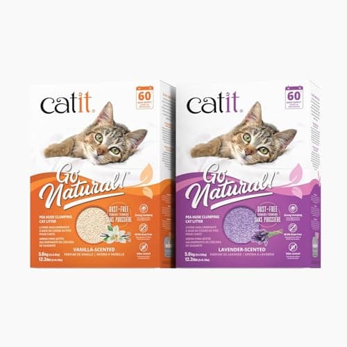 Catit - Go Natural Pea Husk Clumping Cat Litter - Lightweight, Dust Free, Easy Cleaning & Scooping, Flushable Kitty Litter with Odor Control & Subtle Fragrance - 12.3 Lbs, Lavender Scented