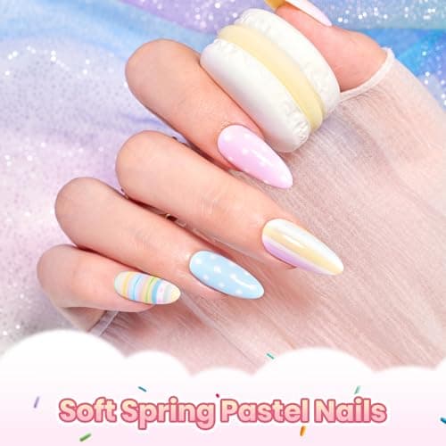 Beetles Pastel Gel Nail Polish - 6 Colors Macaron Gel Polish Set Light Yellow Pink Blue Trendy Colors Spring Summer Nail Set, Soft Pastel Nail Polish for DIY Nail Art Soak Off Uv Gel Manicure
