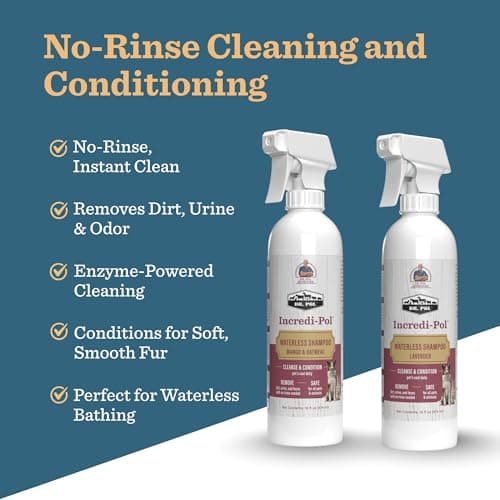 Dr. Pol Incredi-Pol Waterless Shampoo | Waterless Dog Shampoo & No-Rinse Pet Cleanser | Rinse Free Dog Shampoo for Smelly Dogs | Safe for All Pets & Animals | Lavender | 16 oz