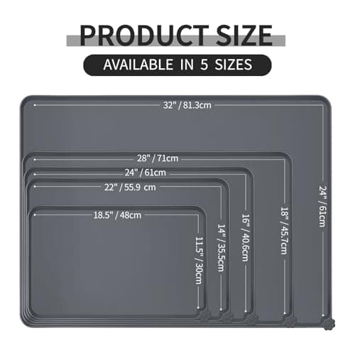 Reopet Waterproof Pet Feeding Mat, Non-Slip Silicone Placemats for Dog Cat Food and Water Bowl, High Raised Edges to Prevent Spills and Protect Floors