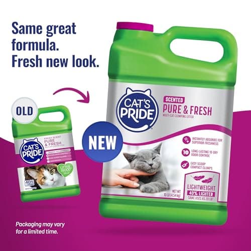 Cat's Pride Premium Lightweight Clumping Litter: Pure & Fresh - Up to 10 Days of Powerful Odor Control - Multi-Cat, Scented, 10 Pounds