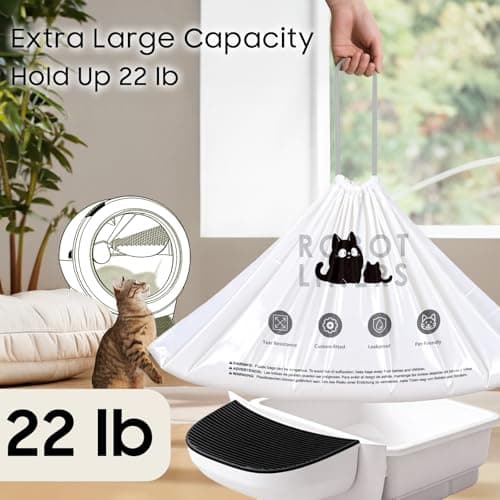 AWoHH 120 Tidy Draw-Pack Automatic Litter Box Bags Cat Litter Box Robot Model 5/4/3 Waste Bags, Tear-free, Sensor-compatible, Thick Heavy Duty Cat Litter Box Liner Bags 25.2 x 15.7 IN