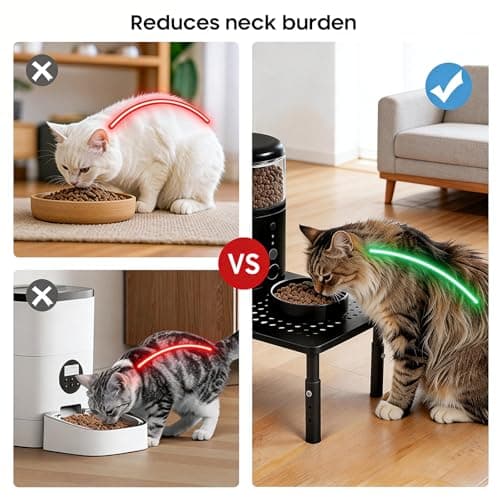 WSOWX Adjustable Automatic Cat Feeder Stand - Non-Slip Elevated Holder for Cats/Puppies, Fits Most Automatic Feeders & Water Dispensers, Black(Holder ONLY)