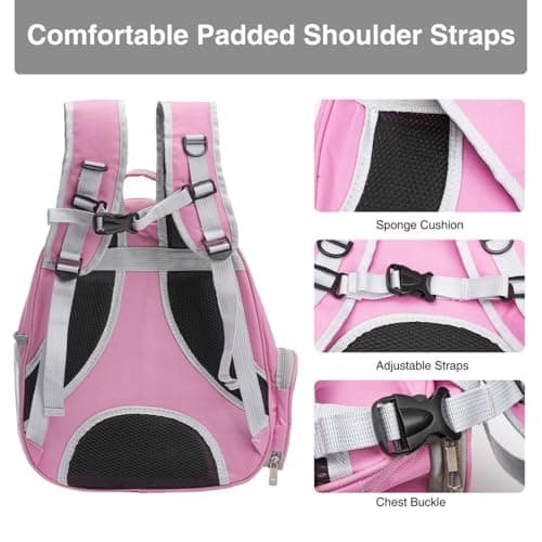 Vivicreate Large Cat Backpack Carrier for Travel and Hiking Transparent Pet Bubble Backpack for Cats up to 20lbs with Ventilation and Padded Straps Mochila para Gatos transportadora mascotas (Pink)