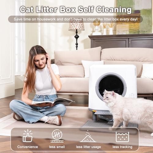Automatic Litter Box, Self Cleaning Litter Box, Odor Control, 90L Large Capacity with APP Control and Safety Sensor, Ellenpent, for Multiple Cats, Large Cat, with 3 Rolls Garbage Bags