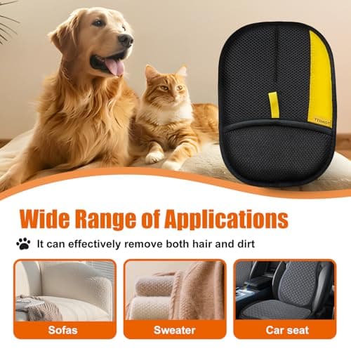 TTIIHOT Electrostatic Gloves for Pet Hair Removal: Upgraded 2PCS Animal Fur Removal Tool for Dogs&Cats Efficient Reusable Pet Hair Remover for Couch Carpet Car Seat Clothing Quick Clean (2 pcs-Black)