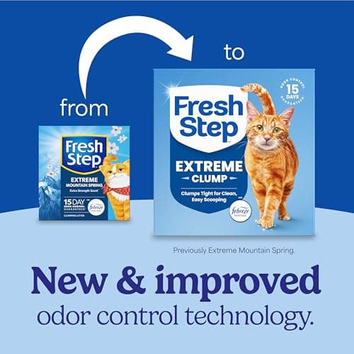 Fresh Step Extreme Multi Cat Clumping Litter with Febreze Freshness, Low Dust, Odor Control with Ammonia Block Tech, Compatible in Automatic Litter Boxes, 14 lb. Box