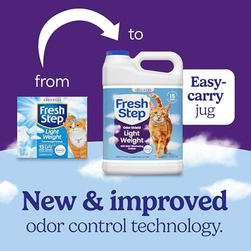 Fresh Step Advanced Odor Shield Light Weight Multi Cat Clumping Litter with Febreze, Low Dust, Odor Control with Ammonia Block Technology, Compatible in Automatic Litter Boxes, 23 lb. (2 x 11.5 lb)
