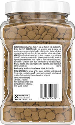 Purina Friskies Natural Cat Treats, Party Mix Natural Yums With Wild Caught Tuna and Added Vitamins, Minerals and Nutrients - 20 oz. Canister