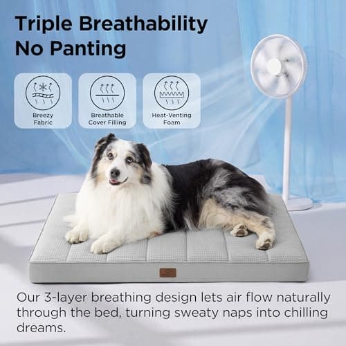 Bedsure Orthopedic Cooling Dog Bed for Crate - 41x29 Inches Extra Large Comfy Breathable Summer Beds with Removable Washable Cover, Cold Flat Egg Crate Foam Pet Mat, Suitable for Pet Up to 90 lbs