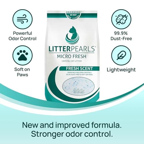 Litter Pearls Micro Fresh Scented Non-Clumping Crystal Cat Litter with Odorbond, 7 lb