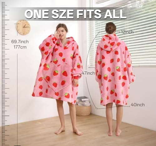 Dietersler Wearable Blanket Hoodie, Women Oversized Fluffy Hoodies Blanket with Pocket, Warm Cozy Giant Sherpa Sweatshirt Gifts for Adults, One Size for All