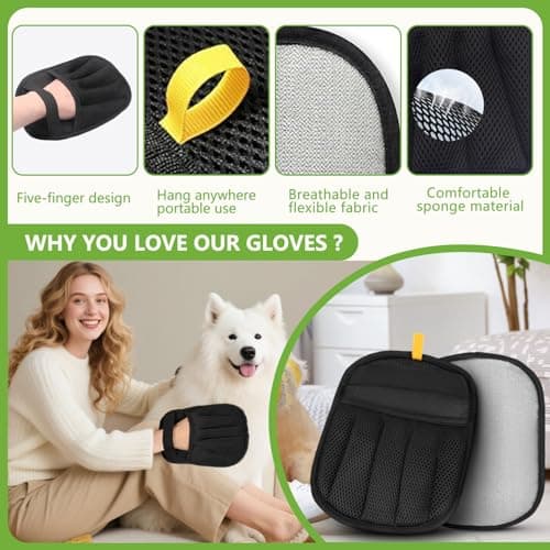 Bumilily Pet Hair Removal Glove for Cats and Dogs - Electrostatic Pet Hair Remover Glove, Reusable Brush Pet Hair Remover for Couch, Carpet, Car Seat & Laundry(1PCS)