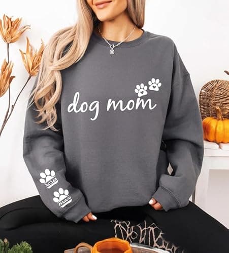 Custom Dog Mom, Cat Mom Sweatshirt with Pet Names, Personalized Mothers Day, Fathers Day Shirt for Cat and Dog Dad Gift, Personalized Pet Lovers Gifts, Custom Sweatshirt for Grandma, Grandpa Gifts