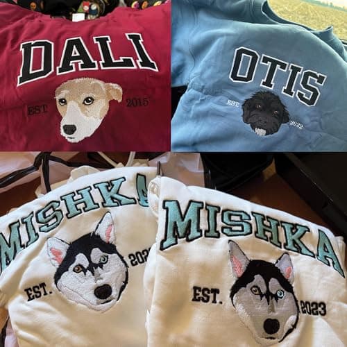 Custom Pet Portrait Embroidered Sweatshirt for Women & Men - Personalized Dog/Cat Face & Name - Unisex Embroidered Sweatshirt - Gift for Pet Lovers, Dog Mom, Mothers Day, Birthday, Christmas