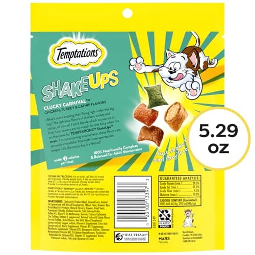 Temptations Cat Treat ShakeUps, Crunchy and Soft Cat Treats, Clucky Carnival, 5.29 oz. Pouch