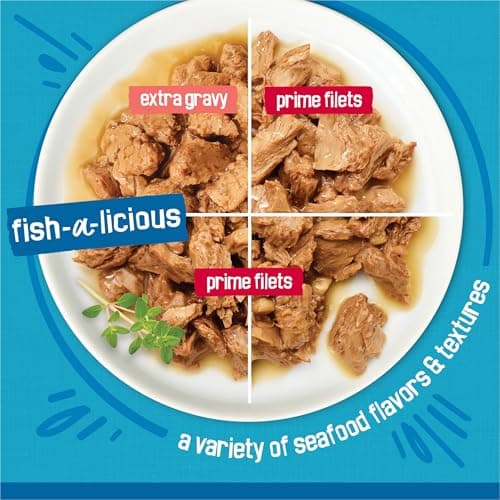 Purina Friskies Wet Cat Food Variety Pack Fish-A-Licious Extra Gravy, Prime Filets and Tasty Treasures - (Pack of 32) 5.5 oz. Cans