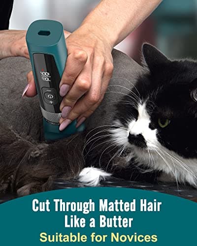 oneisall Cat Clippers for Matted Hair, 5-Speed Quiet Cat Grooming kit, Cordless Pet Shaver for Long Hair,Waterproof Pet Trimmer, Pet Clippers for Cats(Green)