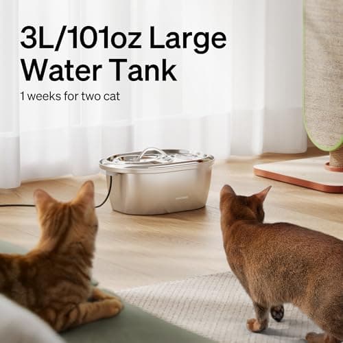 PETLIBRO Stainless Steel Cat Water Fountain, 101oz/3L Pet Water Fountain for Cats Inside, Food-Grade Dog Water Fountain, Automatic Cat Water Dispenser