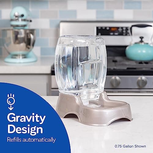 Petmate Pet Cafe Cat and Dog Water Dispenser - Water Bowl for Cats and Dogs, USA Made, 3 GAL, Pearl Tan