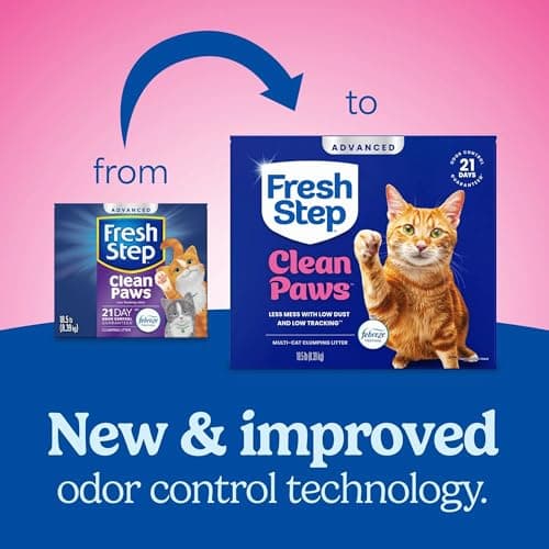 Fresh Step Advanced Clean Paws Multi Cat Clumping Cat Litter with Febreze Freshness, Low Dust, Odor Control with Ammonia Block Tech, Compatible in Automatic Litter Boxes, 37 lbs. (2 x 18.5 lb.)