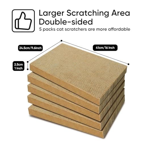 AGYM Cat Scratcher, 5 Packs in 1 Cardboard Box Cat Scratching Pad for Indoor Cats and Kitten, Cat Scratch Pad to Protect Furniture, Large Size