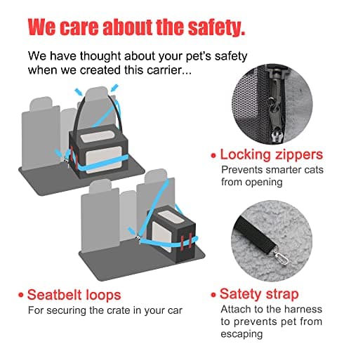 Prutapet Large Cat Carrier 24"x16.5"x16.5" Portable Dog Crate for Small Medium Dogs Collapsible Traveling Pet Crate with Collapsible Bowl