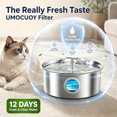 UMOCUOY Cat Water Fountain Filter: 12 Pet Fountain Replacement Screen for Stainless Steel - 6 Carbon Filters & 6 Foam Filters - Suitable for Cat Water Fountain Stainless Steel S17