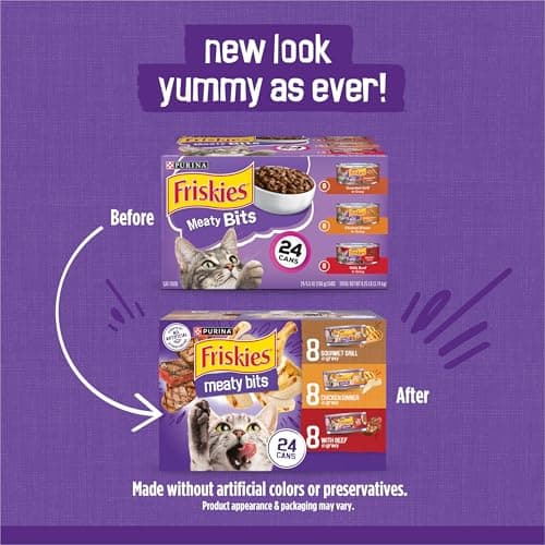 Purina Friskies Gravy Wet Cat Food Variety Pack, Meaty Bits - (Pack of 24) 5.5 oz. Cans