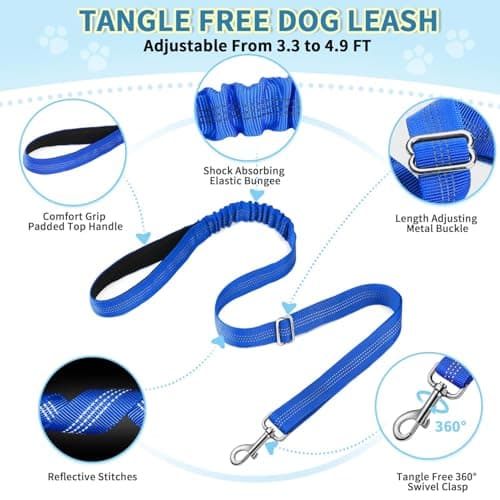 Lukovee No Pull Dog Harness and Leash Set, Soft Padded Small Dog Harness, Neck & Chest Adjustable Reflective Vest Puppy Harness with 4ft Lightweight Anti-Twist Dog Leash for Small Dogs (XXS, Blue)