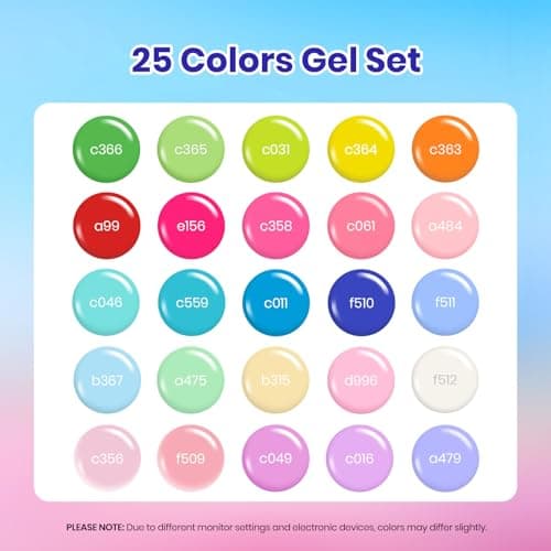 Beetles Summer Gel Polish Set - Rustic Sonata 25 Summer Spring Trendy Colors Light Yellow Orange 4th of July Gel Polish with Base Coat Glossy & Matte Top Coat DIY Salon Soak Off UV Led Nails