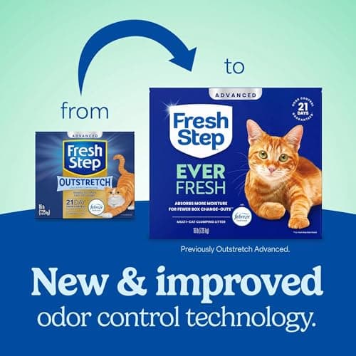 Fresh Step Advanced Ever Fresh Multi Cat Clumping Cat Litter with Febreze Freshness, Low Dust, Odor Control with Ammonia Block Tech, Compatible in Automatic Litter Boxes, 32 lb. (2 x 16 lb.)