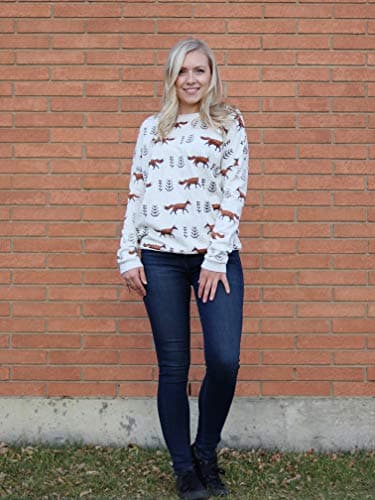 LaVieLente Women's Cute and Cozy Cotton Graphic Crewneck Sweatshirt Pullover with Adorable and Unique Print (Light Grey, X-Small)