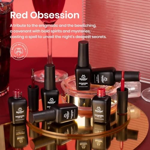 Beetles Red Gel Polish Set - 6 Colors Red Nail Gel Polish Popular Jelly Shimmer Regular Collection Nail Art Design Soak Off Uv LED Nail Kit Minicure DIY Home Salon Spring Gift for Women