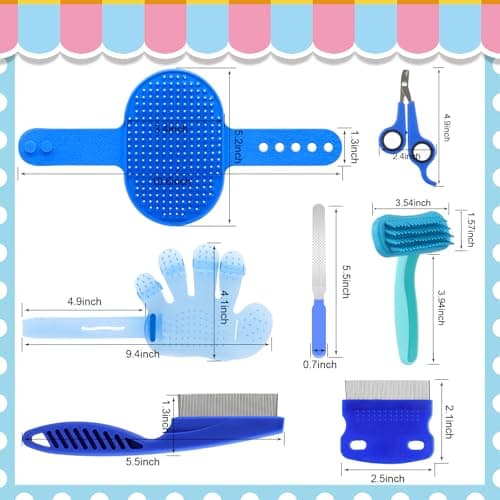 Rabbit Grooming Kit, Rabbit Brush for Shedding with Bunny Nail Clipper, Rabbit Nail Trimmers with Pet Combs for Hamster Guinea Pig Ferret by KALAMANDA(6 Pack)