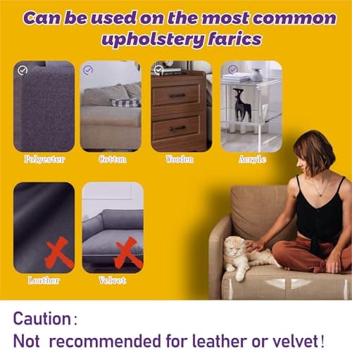 Anti-Cat Scratch Furniture Protector-12-Pack –Single-Sided, Heavy-Duty Self-Adhesive Tape, No-Residue for Couch, Doors & Walls - with 52 Twist Pins