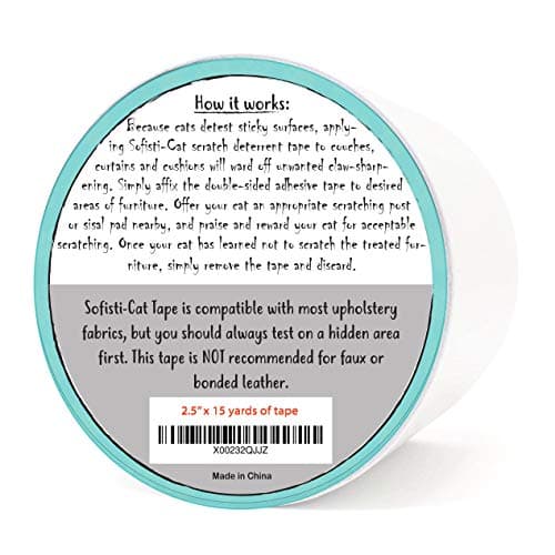 Sofisti-Cat Training Tape, Cat Tape for Furniture, Scratch Deterrent Keep Cats from Scratching Furniture with Our Double -Sided Repellent, 2.5" x 15' Roll
