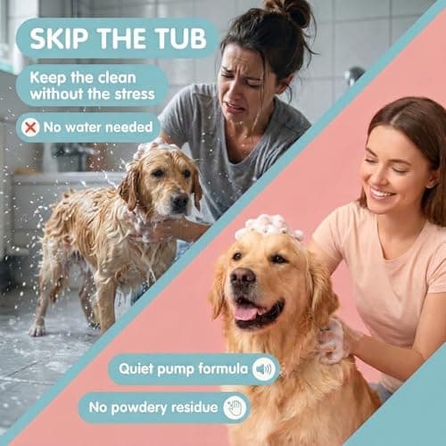 Two Tails Pet Company Foaming Dry Shampoo for Dogs – Waterless No-Rinse Dog Shampoo, Coat Refresher & Deodorizing Foam, Gentle for Sensitive Skin, 10.55 fl oz