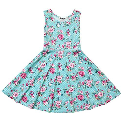 Sleeveless Flower Dresses for Little Girls Floral Casual Summer Sun Dresses 6-7 Years