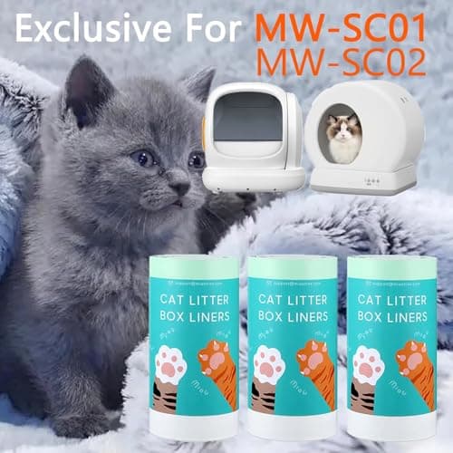 120 Count Self-Cleaning Cat Litter Box Liners Bags Fit For MW-SC01/SC02/SC09/LR01/LR02, Pre-Seperated Heavy Duty Automatic Cat Litetr Box Bags with Drawstring-18" * 12.6"