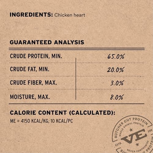Vital Essentials Freeze Dried Raw Chicken Hearts Cat Treats | Single Ingredient | Premium Quality | Grain Free, Healthy Treats for Cats, 0.8 oz Bag