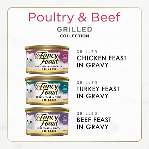Purina Fancy Feast Grilled Wet Cat Food Poultry and Beef Collection Wet Cat Food Variety Pack - (Pack of 30) 3 oz. Cans