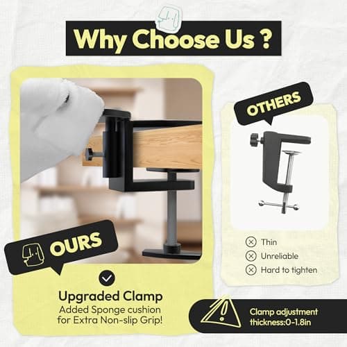 POMESEA Adjustable Cat Desk Bed, Sunken Design Cat Hammock, Supports Up to 50 lbs, Sturdy Metal Frame with Secure Clamp, Removable Faux Rabbit Plush Cover, Perfect for Home or Gaming Desk (White, XL)