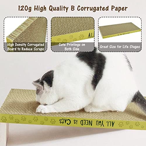 3 Pack Cardboard Cat Scratcher Pads Cat Scratching Board for Indoor Cats 16.5″Lx8.1″Wx0.8″H Dual-Side Corrugated Cats Scratching Post Reusable Supplies