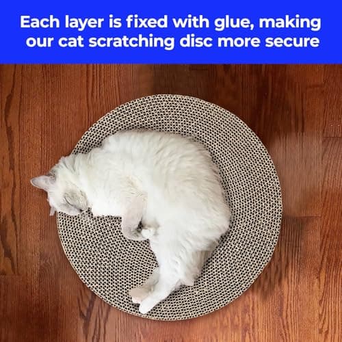 Round Cat Scratcher Refill - 10 Inch Diameter, 7/8 Inch Thickness - Cardboard Cat Scratcher Scratching Board Replacement Pads (2pcs) for Indoor Cats