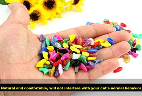 VICTHY 140pcs (14 Colors) Cat Nail Caps, Cat Claw Covers Cat Nail Covers with Adhesives and Applicators (Medium)