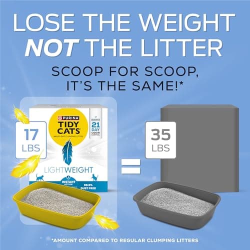 Purina Tidy Cats LightWeight Instant Action, Odor control, Multi-Cat, Clumping, 99.9 Percent Dust Free Cat Litter - 17 lb. Box