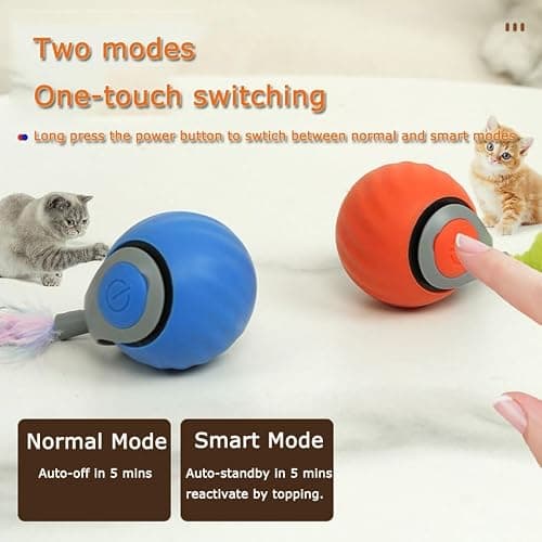 ugdurwp 2Packs Speedy 2.0 Tail Cat Toys for Bored Indoor Adult Cats,2025 New Generation Interactive Cat Toys for Indoor Cats,Automatic Moving Ball with Tail,Blue and Orange