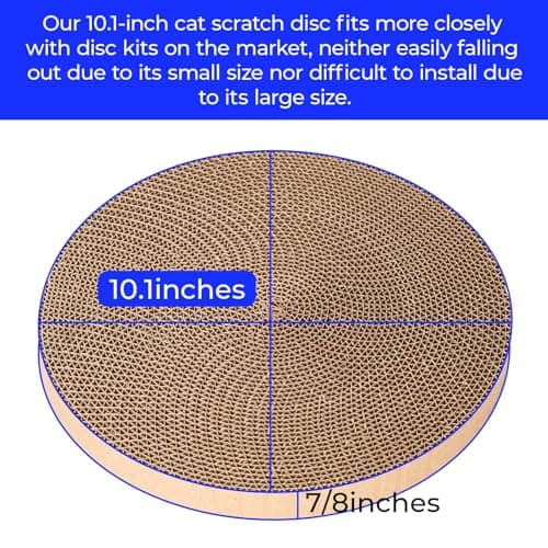 Round Cat Scratcher Refill - 10 Inch Diameter, 7/8 Inch Thickness - Cardboard Cat Scratcher Scratching Board Replacement Pads (2pcs) for Indoor Cats